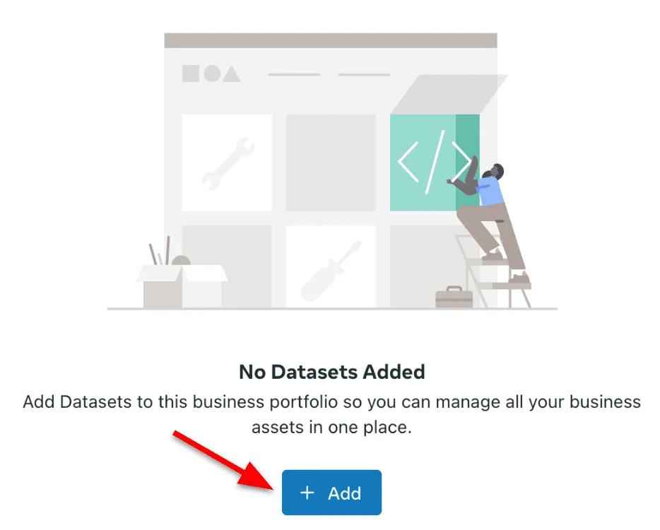 Add datasets button in Meta events manager
