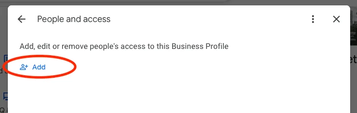 People and access screen with the Add button highlighted