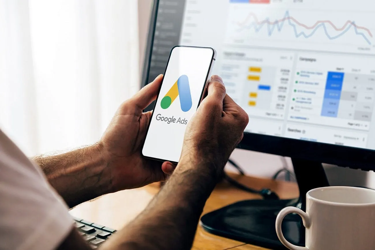 Google Ads shown on screen while a new account is being set up